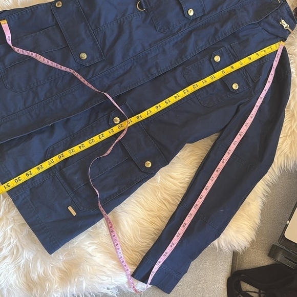 Women’s Waxed Canvas Barn Jacket raincoat hooded zip up navy blue sz S fisherman - Picture 16 of 17